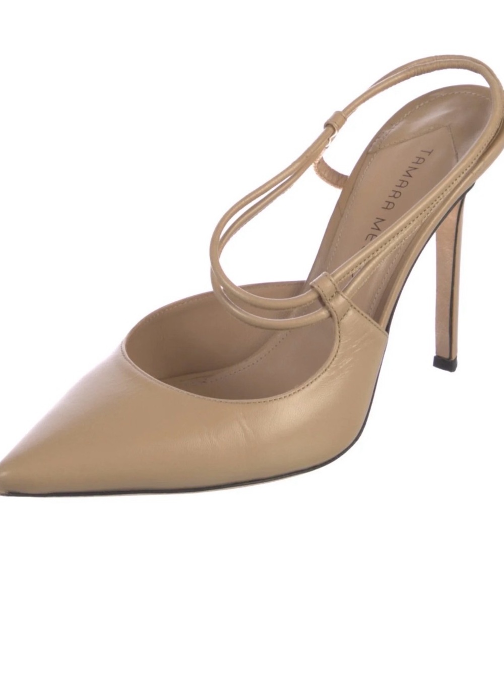 🧡Tamara Mellon  Elicit Tan Pointed-Toe Double-Strap Slingback Pump